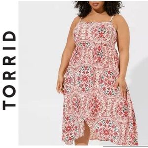Torrid Tea Length Challis Square Neck Midi Dress